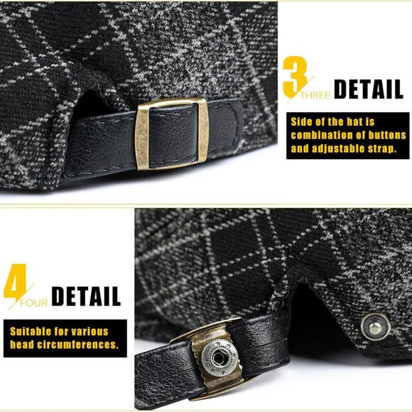 Mens Newsboy Cap Winter Beret Hat Cabbie Flat Cap - Picture 7 of 7